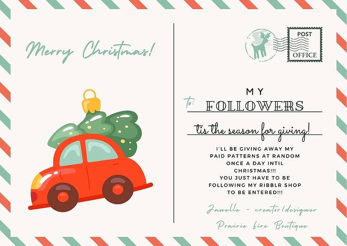Green And Orange Illustrative Merry Christmas Post Card