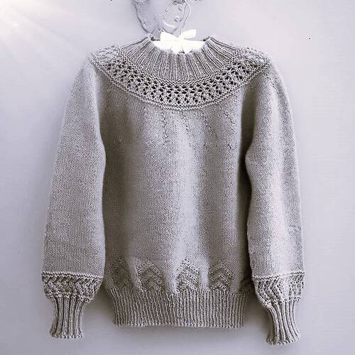 Topdown Yoke Sweater - hang on wall B&W