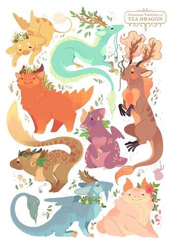 tea_dragons_print_by_strangelykatie-d9yi245