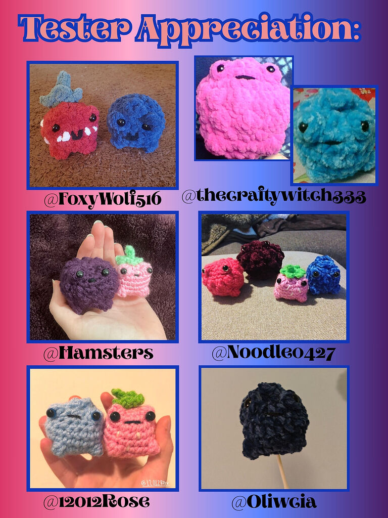 Pattern Release and Tester Appreciation 🍓🫐🖤 - crochet - Ribblr community