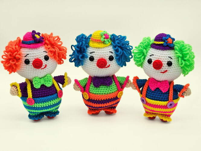 three-acrylic-clowns