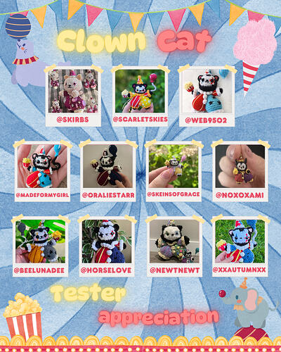 Clown cat tester collage