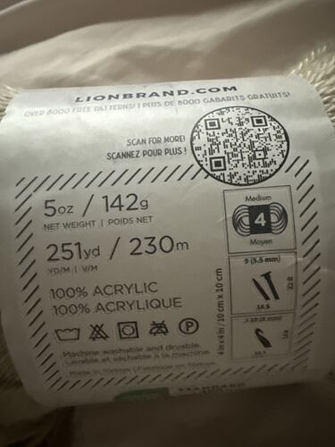 Yardage for 1 skein