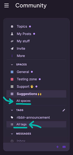 Ribblr Spaces and Tags