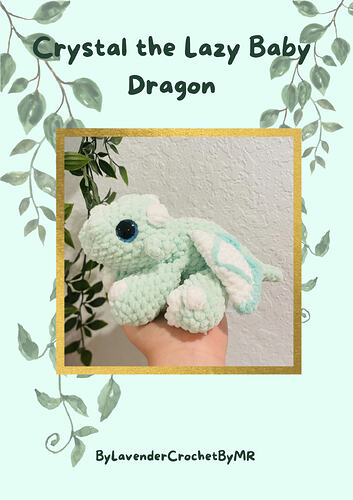 Crystal the Lazy Baby Dragon Pattern-LavenderCrochetByMR