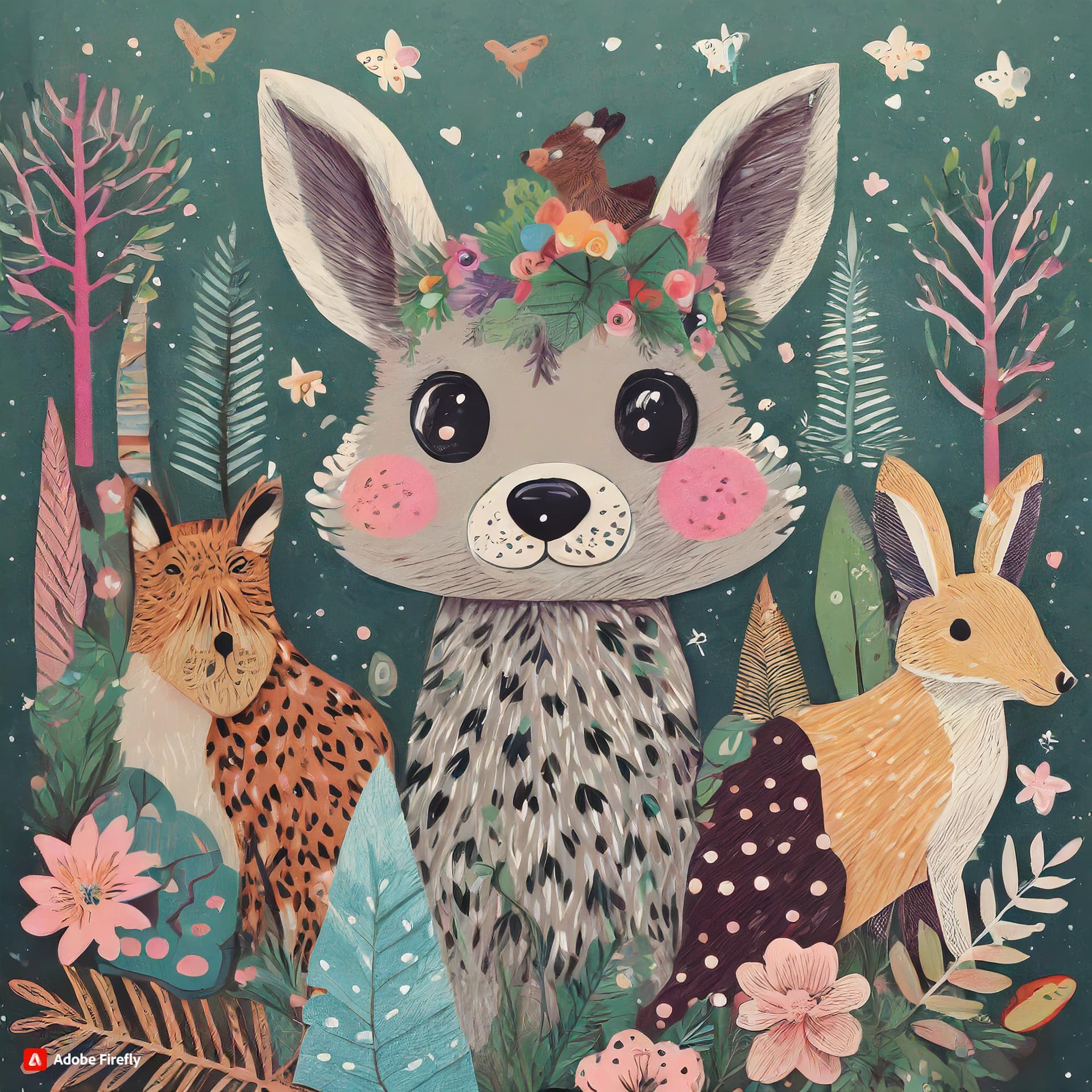 Firefly a profile picture that has an 80s vibe with cute woodland animals 48999