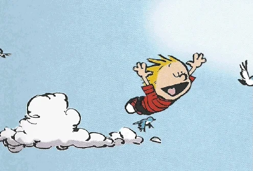 Flying Calvin And Hobbes GIF