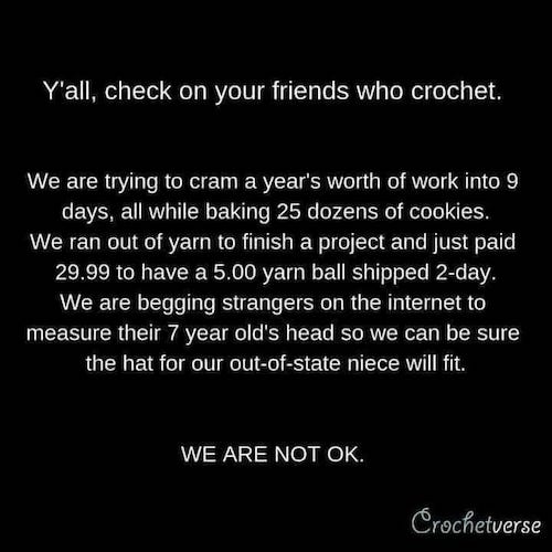 crochet meme check on friends