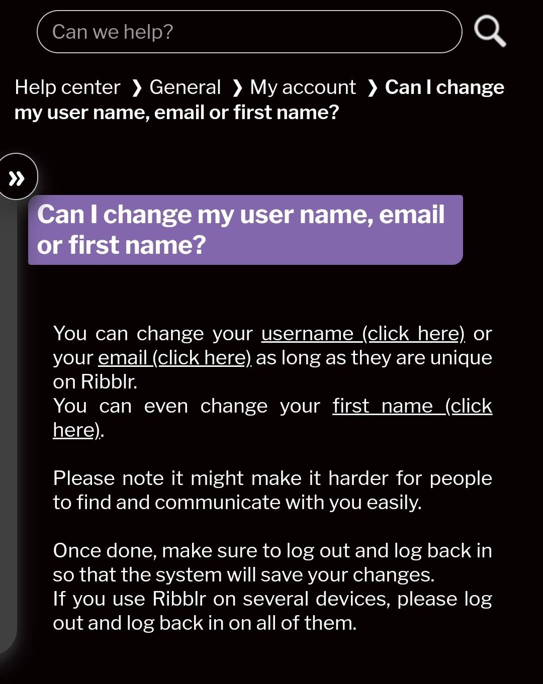 How to change username? - Support 🖐️ - Ribblr community