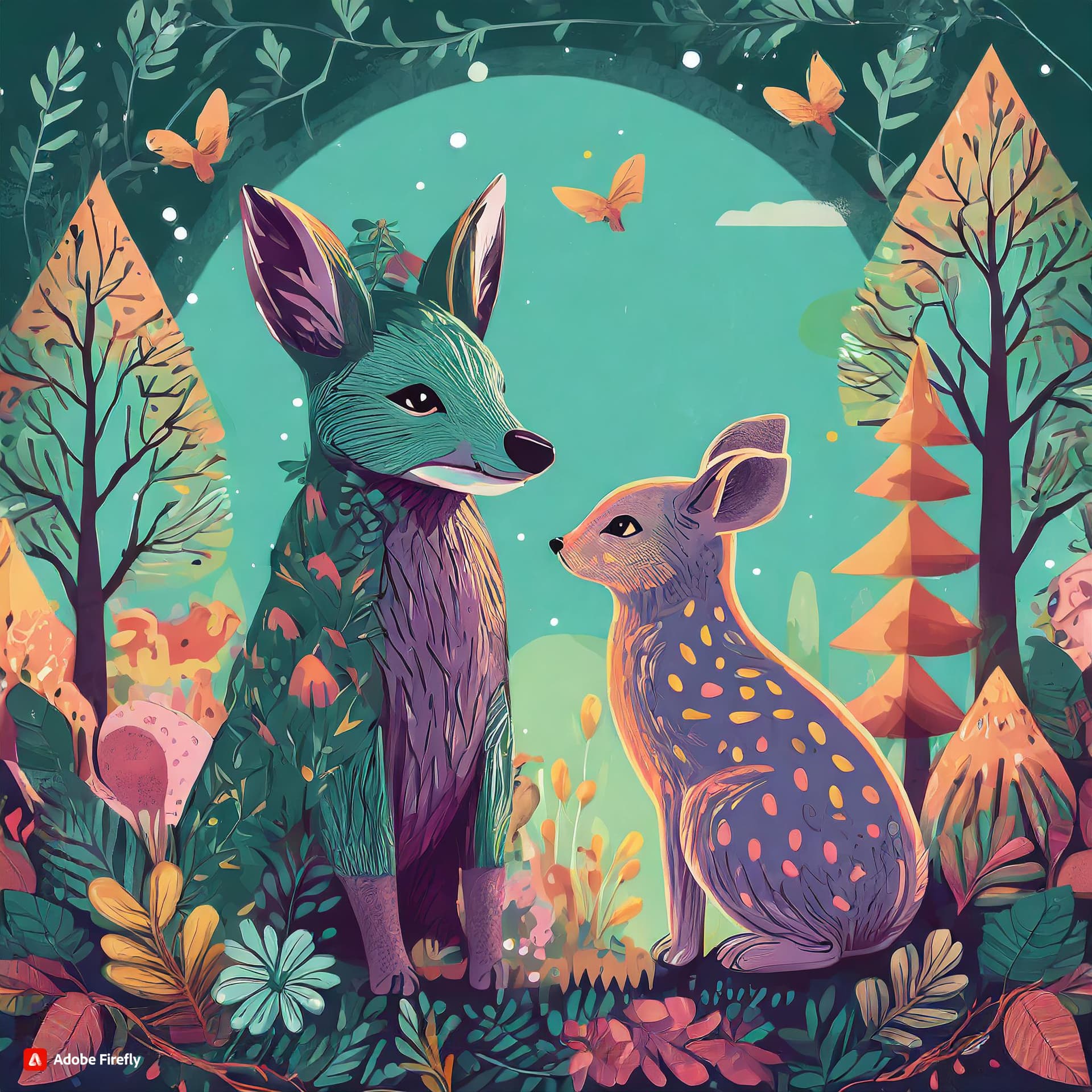 Firefly a profile picture that has an 80s vibe with cute woodland animals 76435