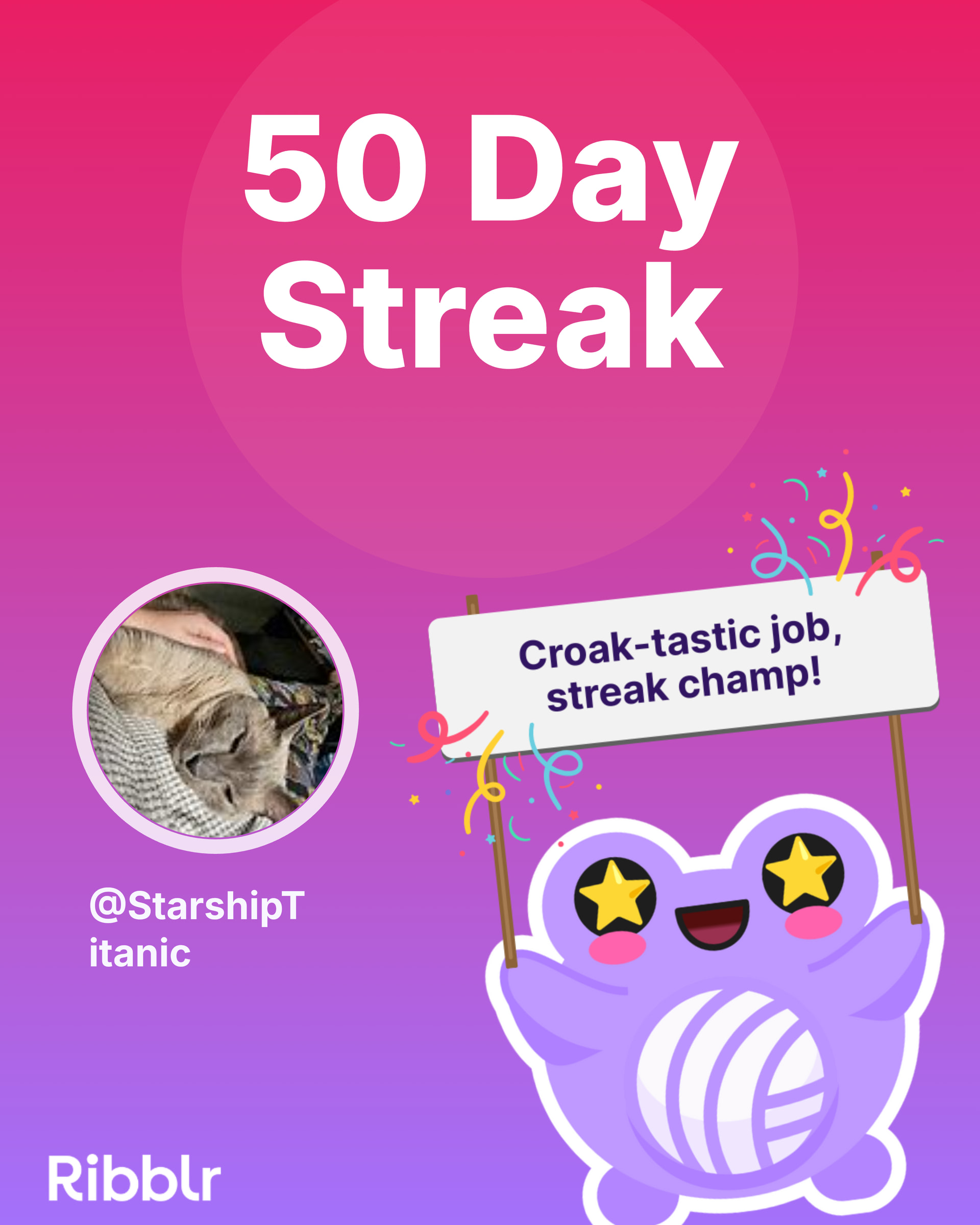 New streak milestone @StarshipTitanic - Personal spaces 👤 - Ribblr ...