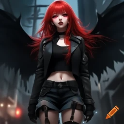 craiyon_143643_goth_anime_woman_red_hair__wearing_studded_black_combat_boots__black_ripped_jeans__bl