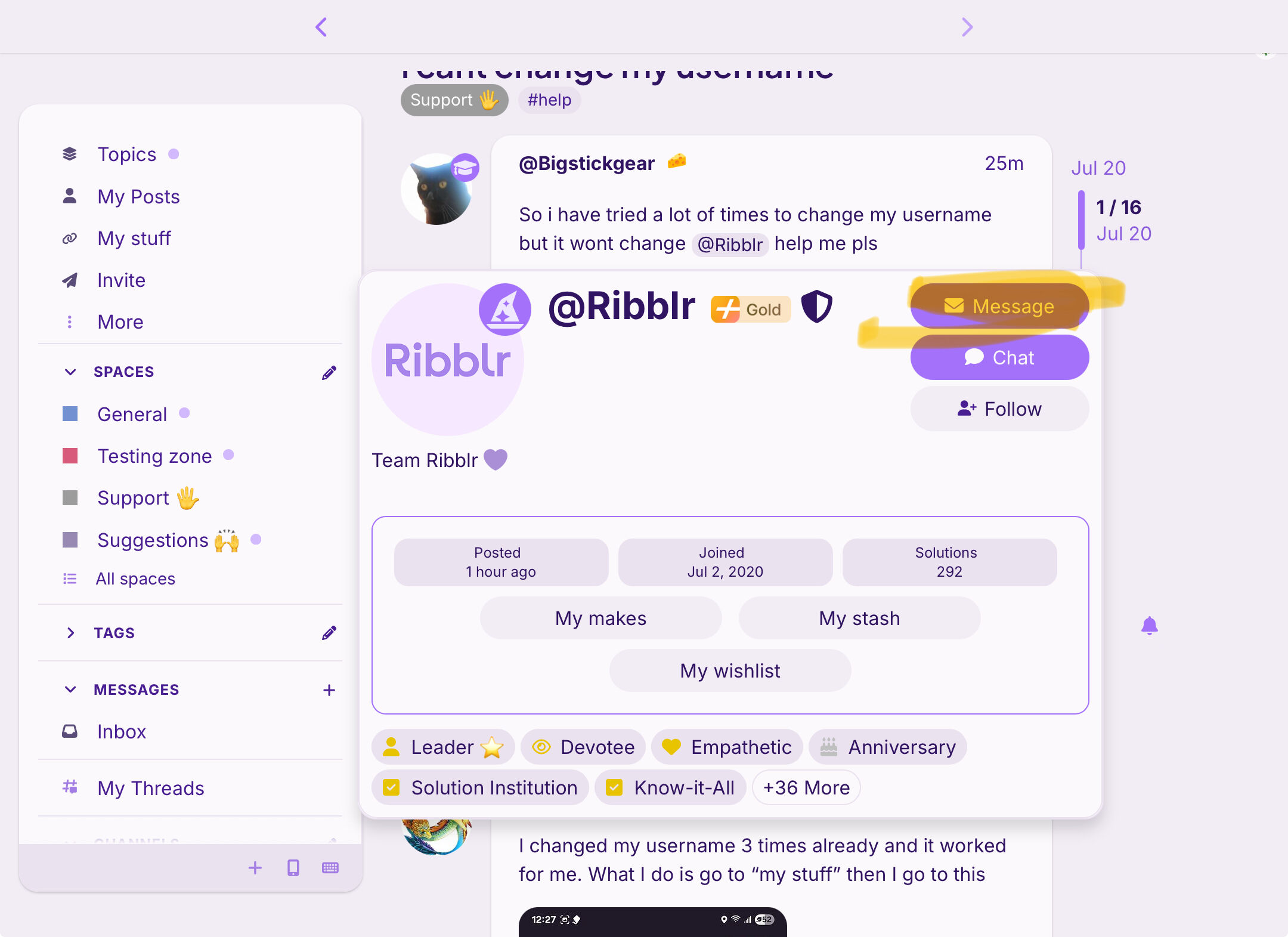 I cant change my username - Support 🖐️ - Ribblr community