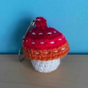 Low-Sew Mushroom Popper Keychain Crochet Pattern